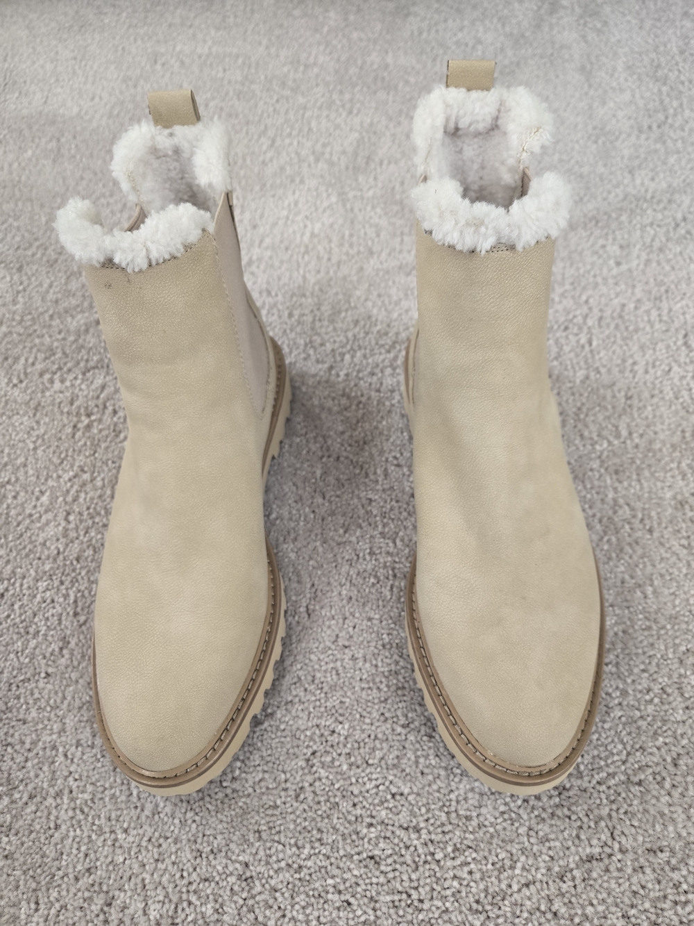 J. Crew Cream Suede Sherpa-Lined Ankle Booties